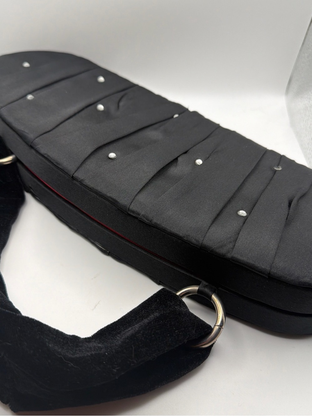 Victoria's Secret Black Satin Satchel with Rhinestone Detail